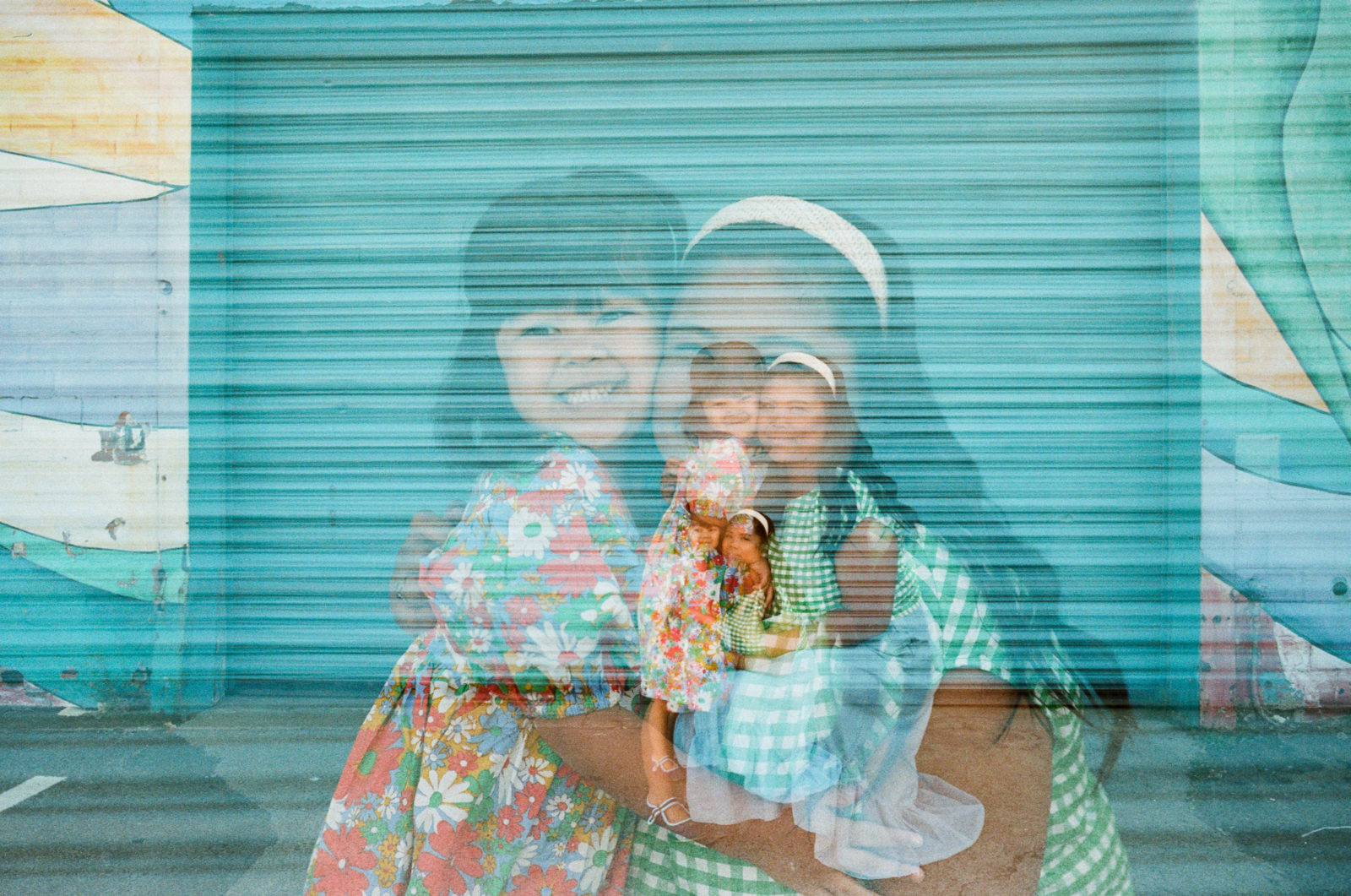 double exposure of mom and daughter