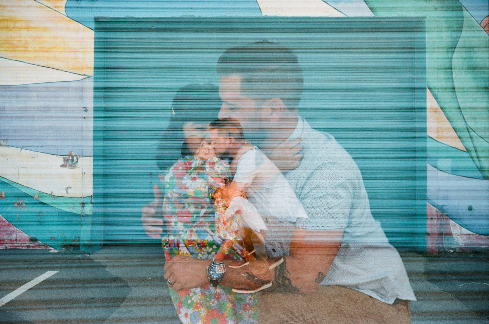 double exposure of dad and daughter on kodak color plus 200