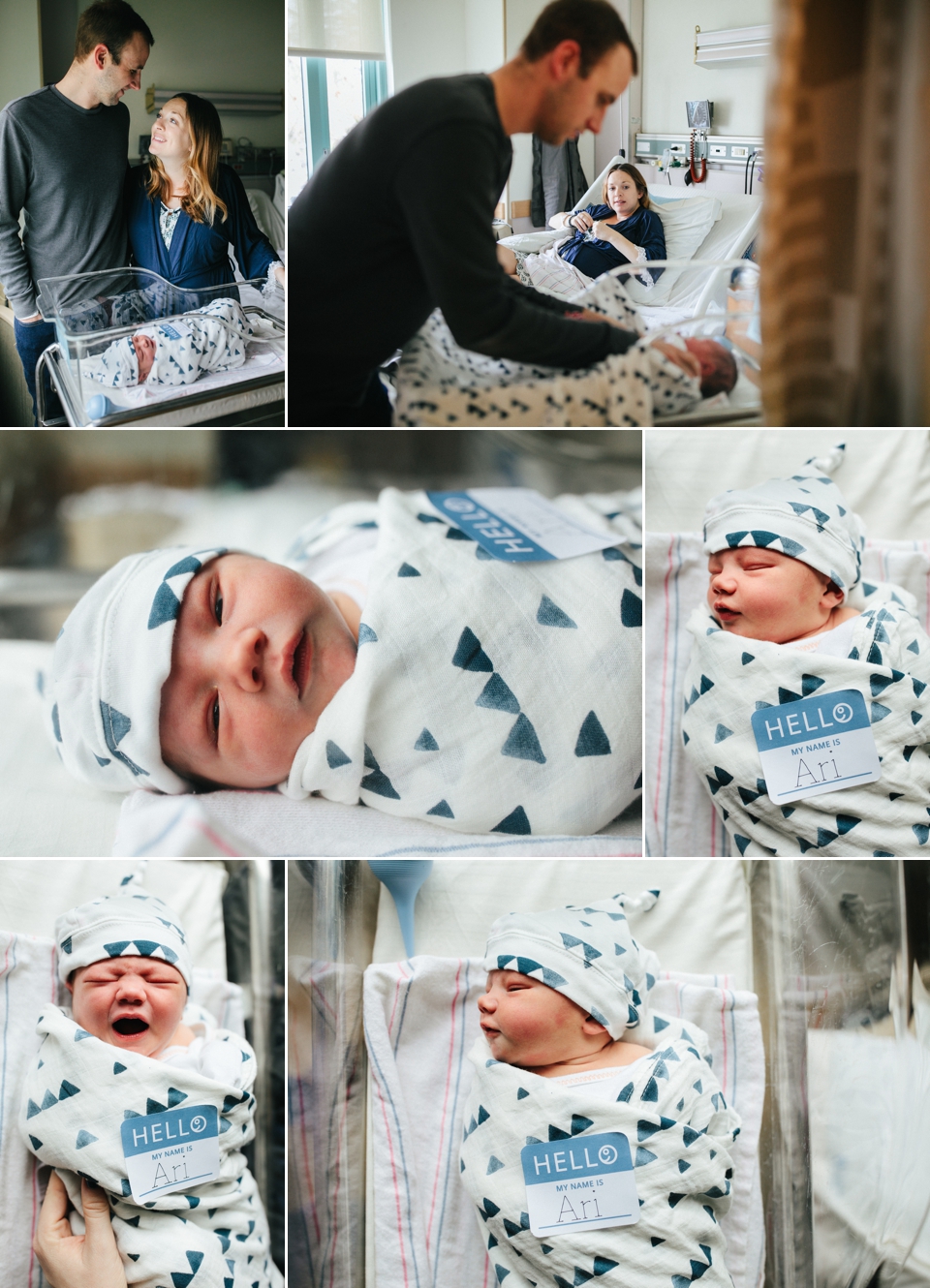collage of newborn hospital photos